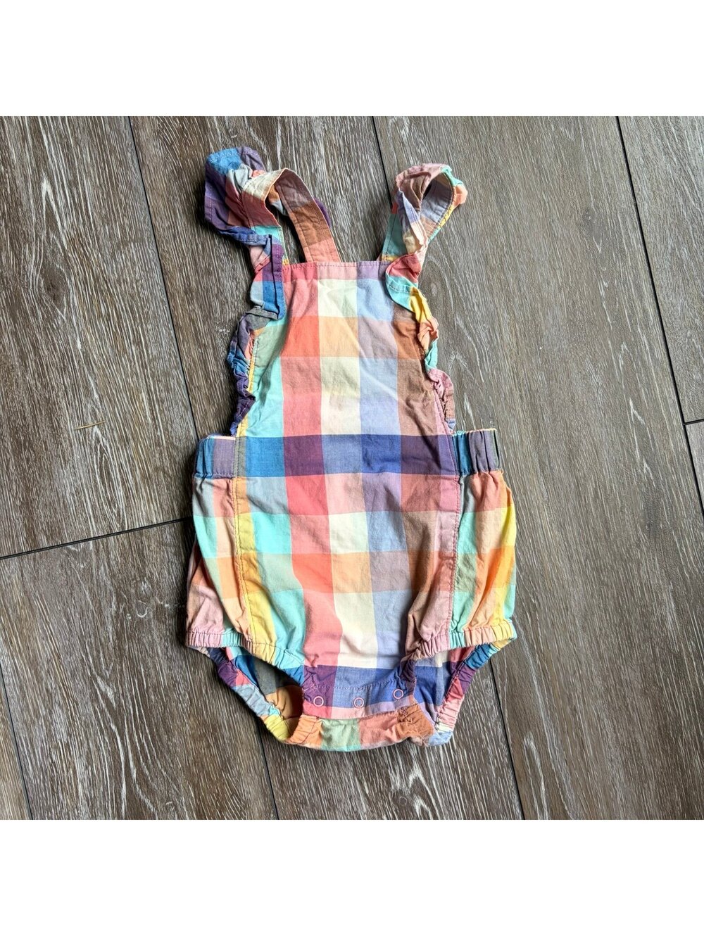 TEA Colorful Plaid Bubble Romper